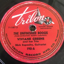 VIVIANE GREENE 78 rpm Honey, Honey, Honey- The Unfinished Boogie TRILON 190 Jazz