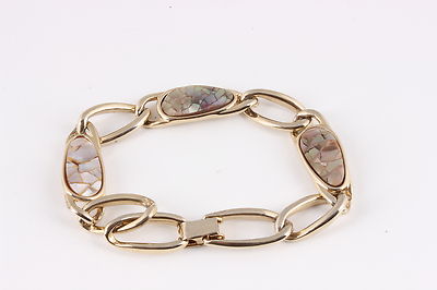 LAUREN CONRAD (LC) GOLD-TONED FASHION CHAIN LINK BRACELET INLAID SHELL 6091