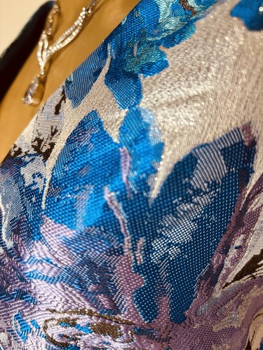 Eliza J UK 16/18 Blue Silver Mix Floral Fit & Flare Sleeveless Occasion Dress - Picture 4 of 18
