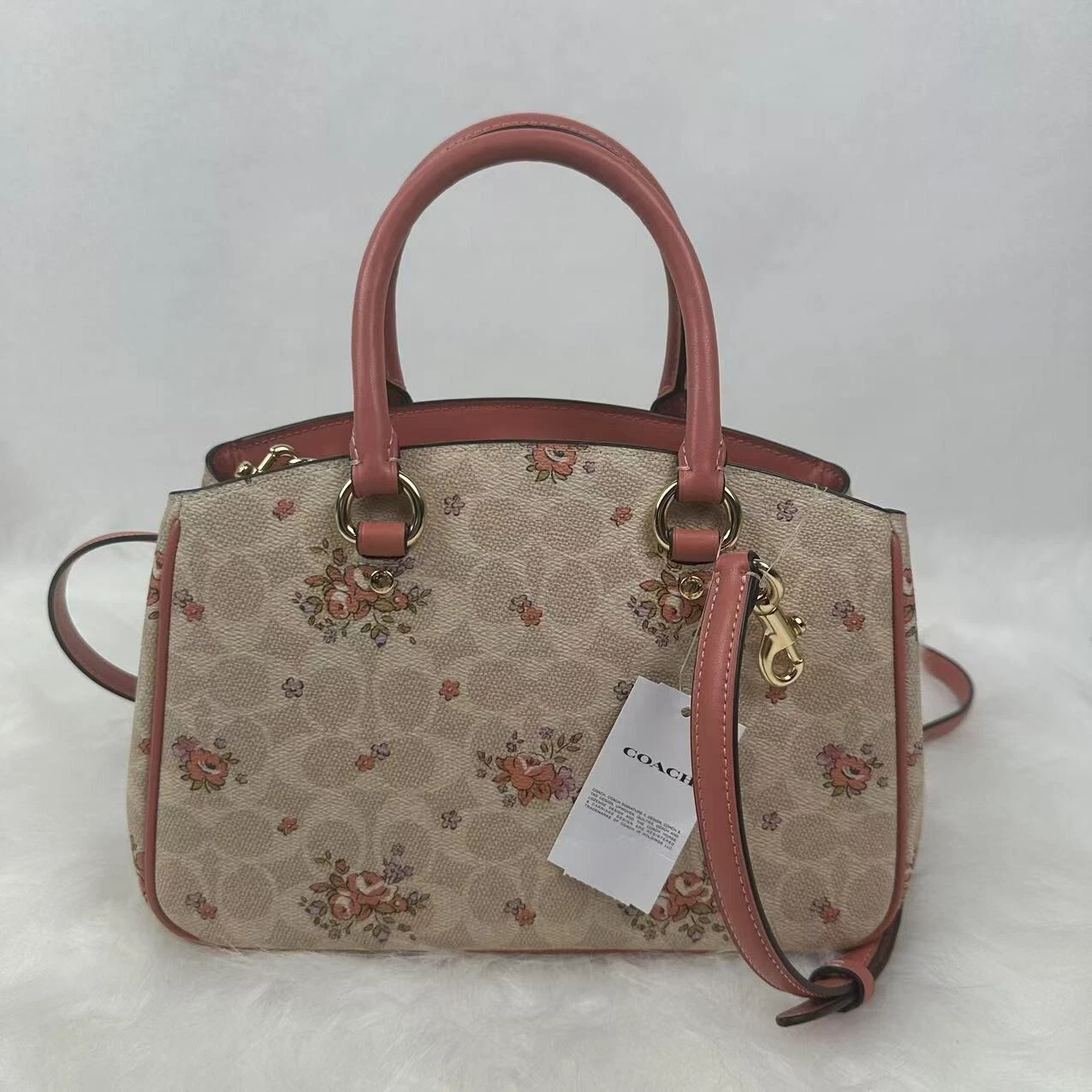 Borsa Coach Savannah piccola tracolla firma tela stampa floreale CAL35