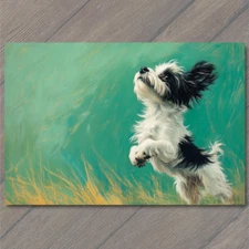 Art Print Joyful Puppy Expression Bright Colors Green Orange Painted Motion