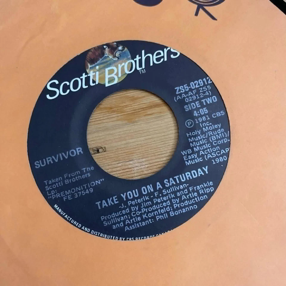 Survivor - Eye of the Tiger/Take you On a Saturday ZS5-02912 45 об/мин очень хорошее состояние+ R33 - Изображение 2 из 2