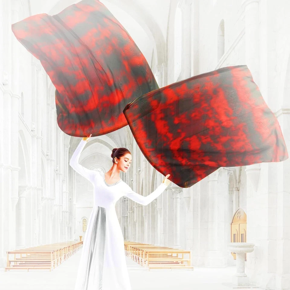 Banderas de adoración 54"x45" para iglesia alabanza danza mujeres espectáculo de arte banderas de gasa flexibles Foto 3 de 4