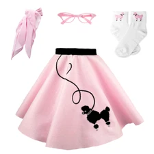 Hip Hop 50s Shop 4 pc Girls Poodle Skirt Outfit Halloween or Dance Costume