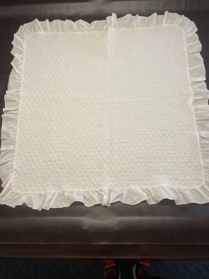 Vintage Pink Polkadot Baby Blanket Ruffle Edge 36  X 36  Lisa Jackson Made USA