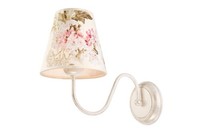 Wandleuchte Shabby Weiß Floraler Stoff Schirm E27 Loren Wandlampe Schlafzimmer