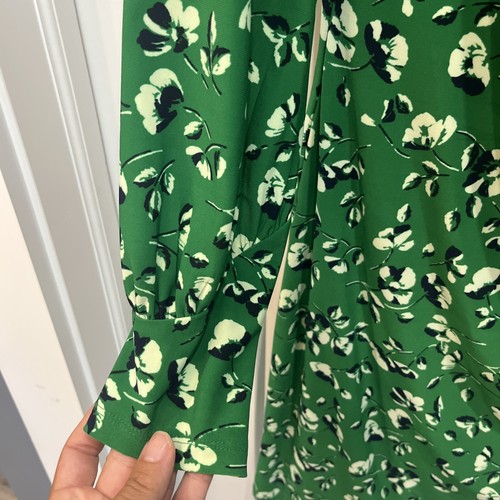 Lauren Ralph Lauren Women's Size 14 Faux Wrap Dress Green Floral Long Sleeve - Picture 5 of 11