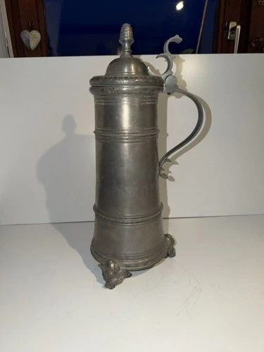 Imposing pewter jug with angel busts hallmarked pewter jug 52 cm Baroque jug