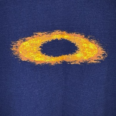 Vintage 90's Oakley Software Flame Logo T Shirt Dark Blue Size M