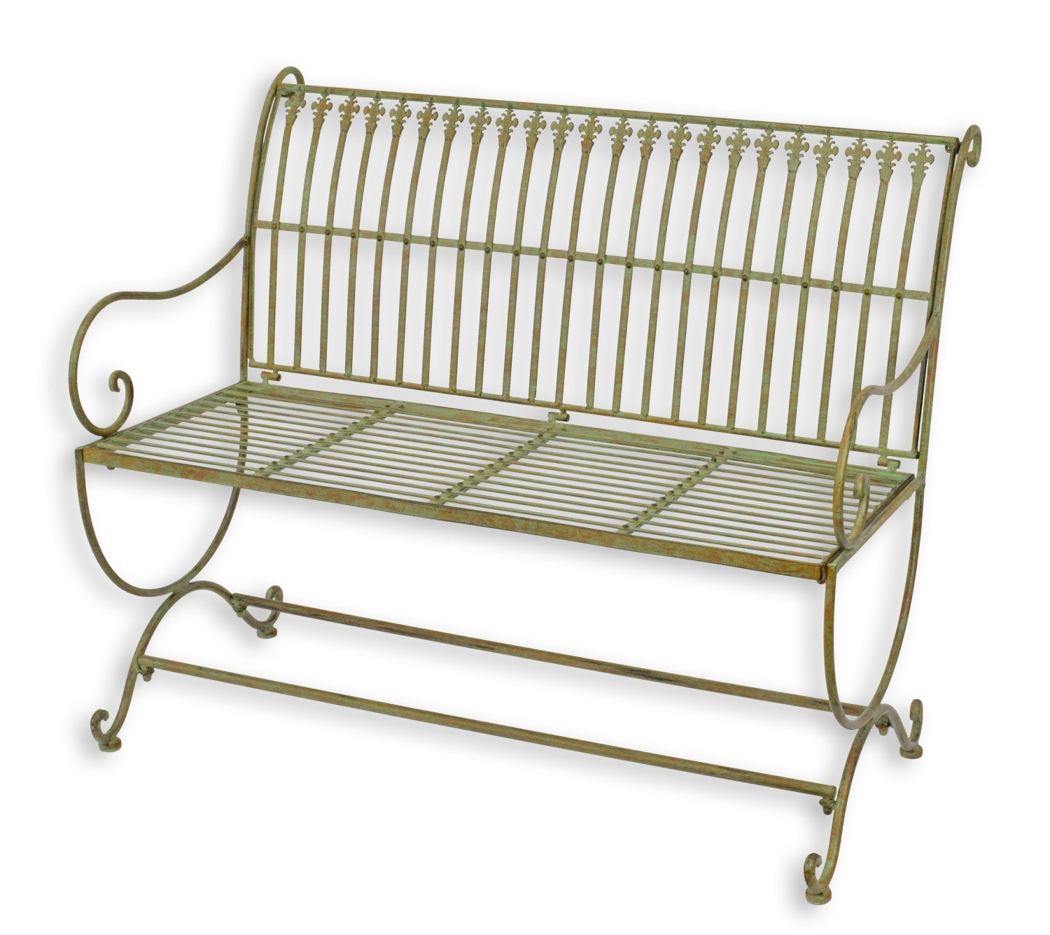 Un banco de hierro - verde desgastado réplica diseño retro decoración