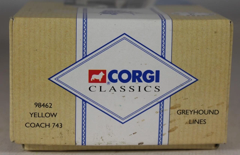 Corgi Classic 1/43 Diecast BUS  Greyhound Lines Yellow Coach 743  98462 MIB - Image 2 of 2