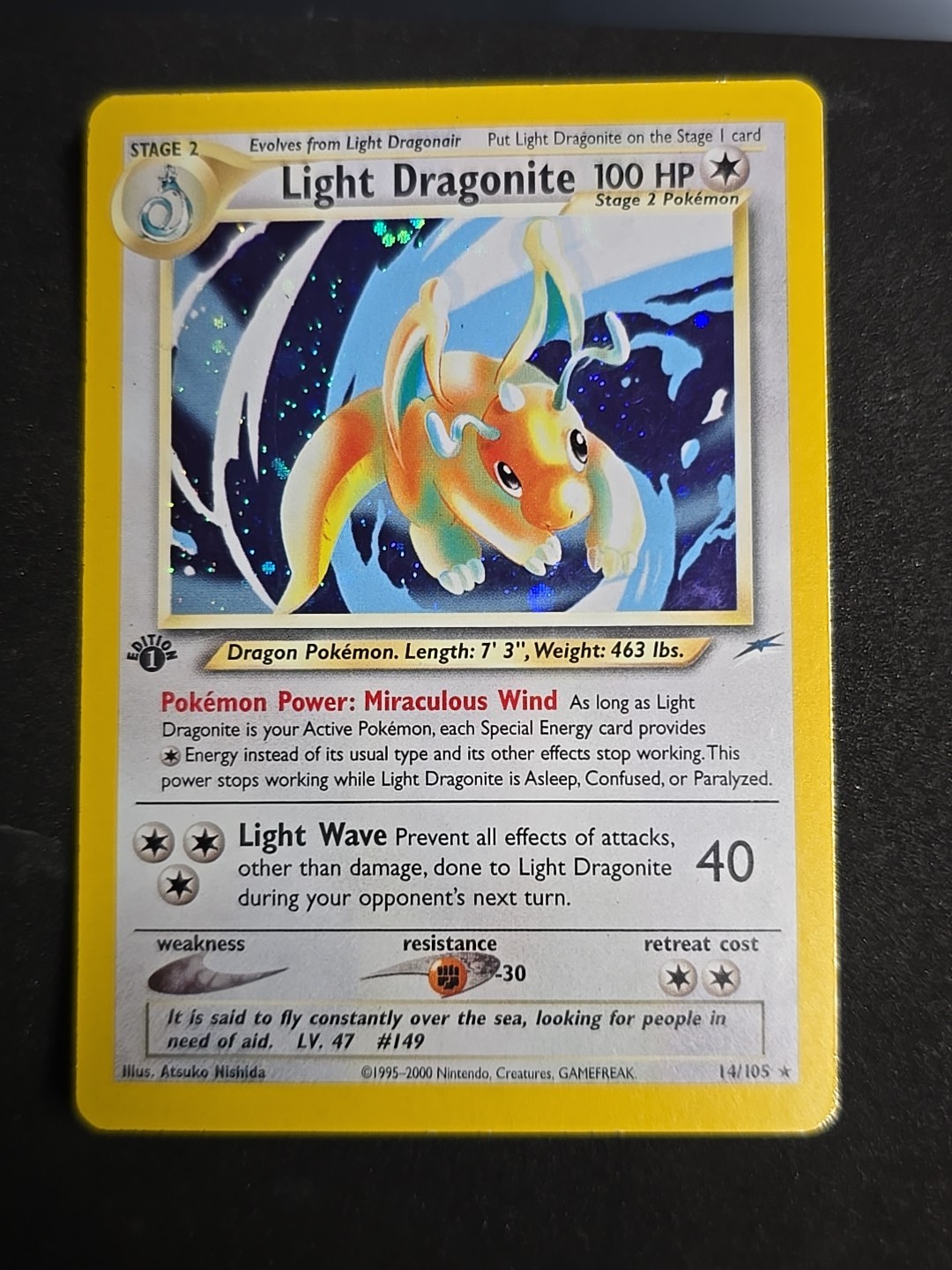 LIGHT DRAGONITE 2002 POKEMON NEO DESTINY 1ST EDITION RARE 14/105 NM