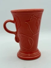 Fiestaware Pedestal Mug Persimmon with Embossed Icons