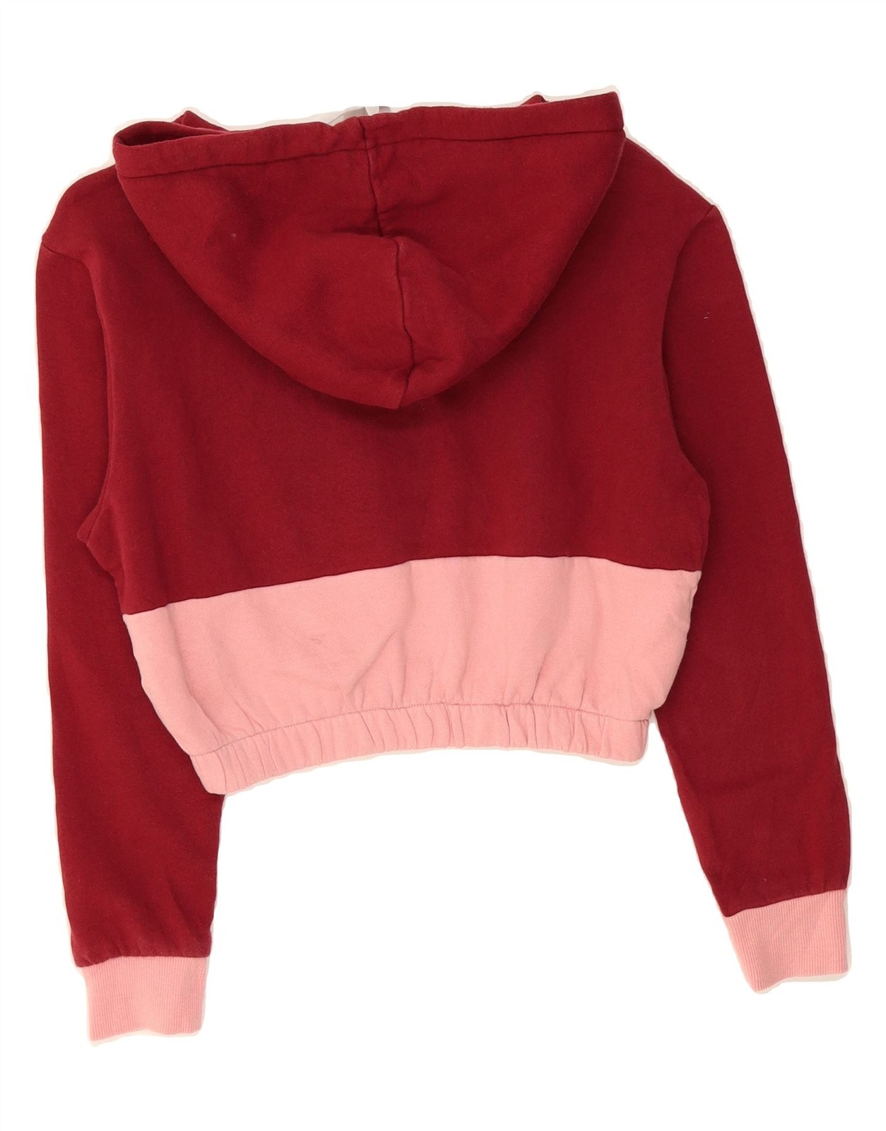 Felpa con cappuccio FILA donna crop grafica UK 6 XS bordeaux colorblock cotone CR41