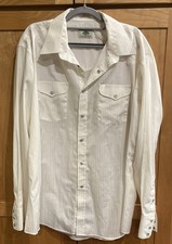 Vintage 90s Mesquite Western Shirt Mens White Snap Front Long Sleeve Rodeo