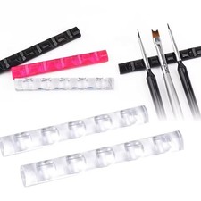 2X 5-Slot Acrylic Nail Art Brush Holder Stand Clear Multi-Compartment Organizer