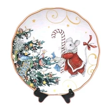1 Williams Sonoma Twas the Night Before Christmas Mouse Dinner Plate 11" NEW 