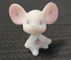 Fenton Satin Mouse Sitting Figurine Floral Hand Paint Signed Pam Miller Big Ears