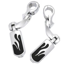1.25" 32mm Flame Style Footpegs Footrest Mount Set For Harley Low Rider S / ST 