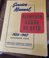 1936 -1942 Plymouth Dodge Desoto Shop Service Manual From Australia