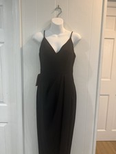 BHLDN Anthropologie Lyra V Neck Black  Midi Dress Wedding Bridesmaid Formal sz 4