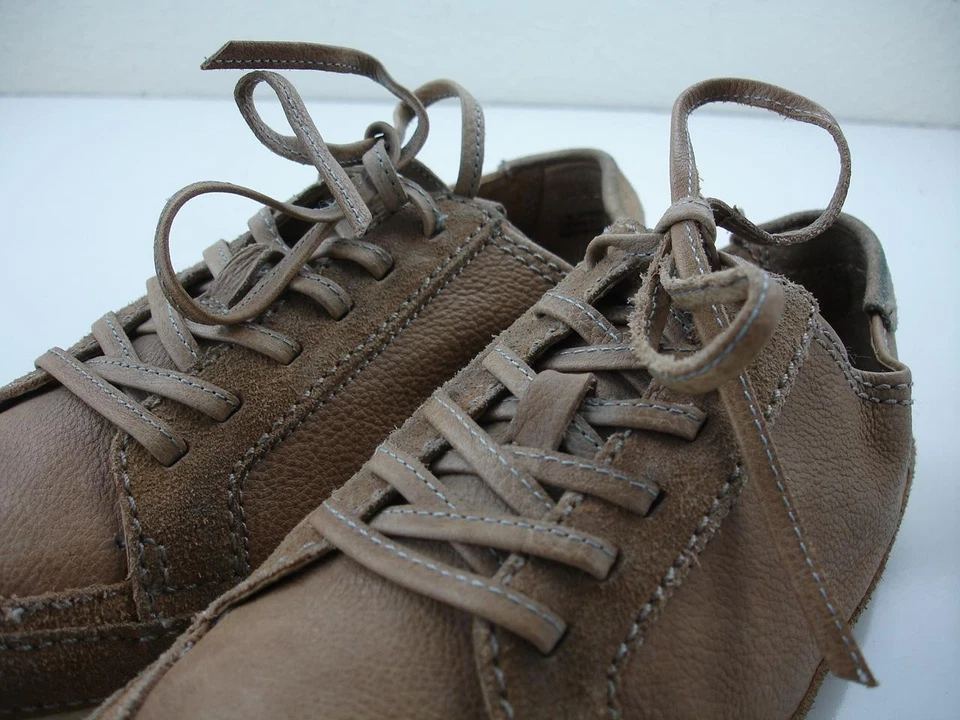 Para mujeres Talla 7.5 M Frye Hiedra Beige Tostado Cuero Zapatos Tenis Con Cordones Planos Oxfords Foto 4 de 4