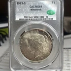 1923-S Peace Dollar  CACG MS64 w/CACG Beautiful Color Witterbrick