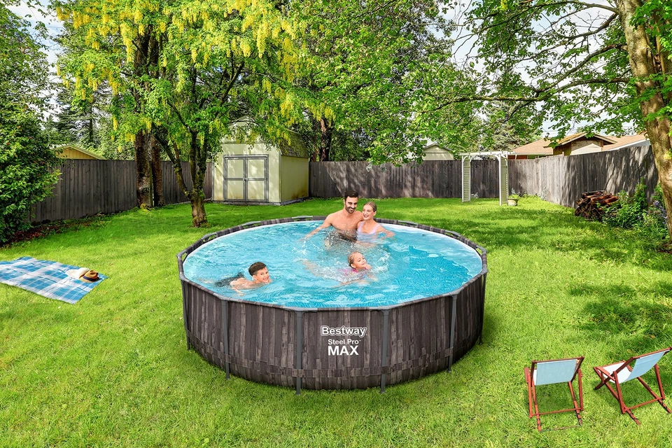 Aufstellpool Ersatzpool ohne Zubehör Stahlrahmen rund Braun Ø 427 x 107 cm - Bild 2 von 4