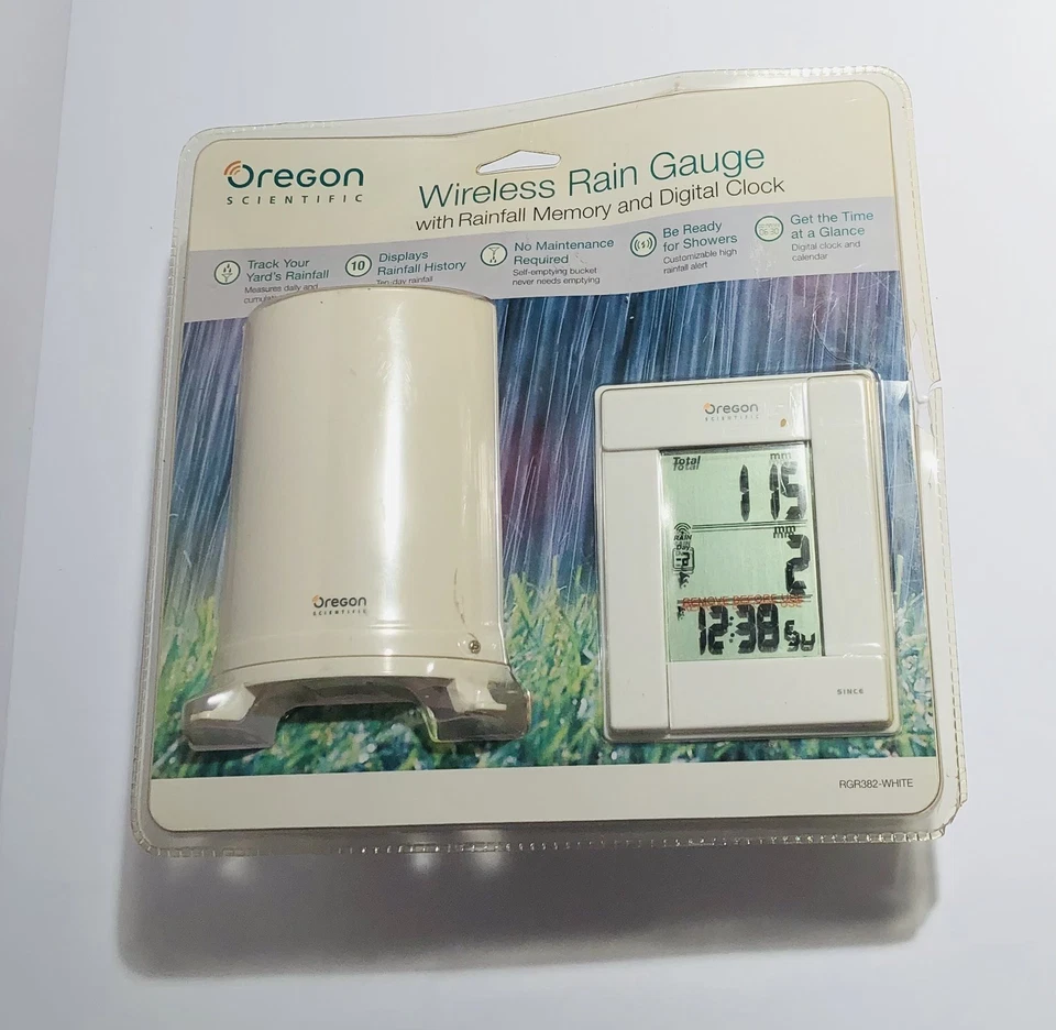 Oregon Scientific Wireless White Rain Gauge Yard RainFall Tracker RGR382 New - Image 3 of 4