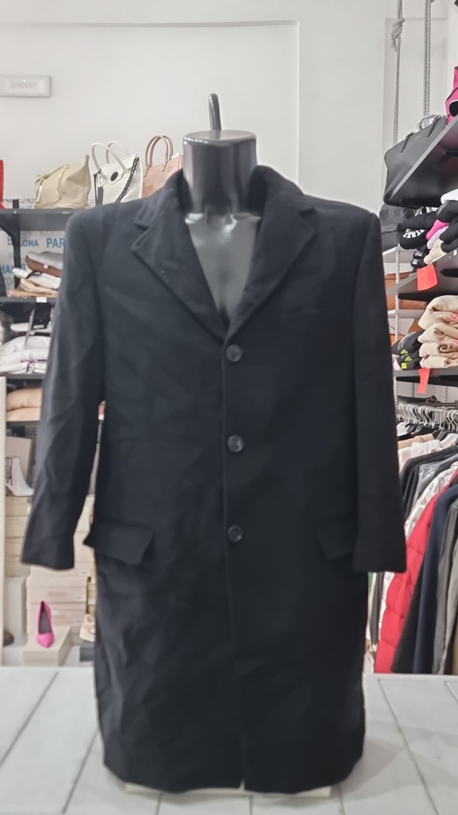 Mens Sartoria Veneta Black Cashmere Blend Coat Jacket Size 50 AN790