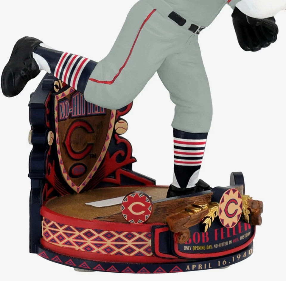 Bob Feller Cleveland Indians 1940 No Hitter Bobblehead MLB Baseball FOCO NEW NIB - Image 4 of 4