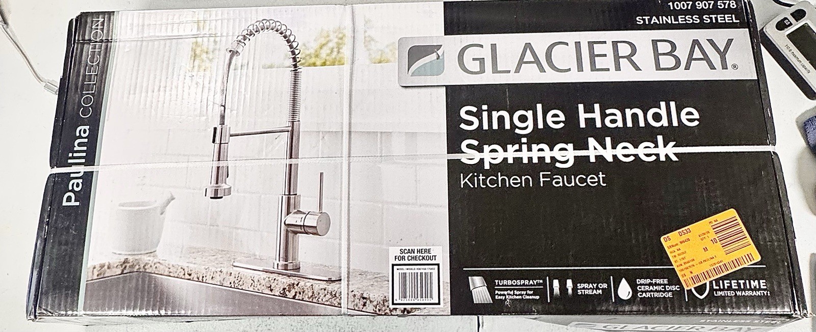 Glacier Bay Paulina Single-Handle Spring Neck Sprayer Kitchen Faucet Stainless ￼