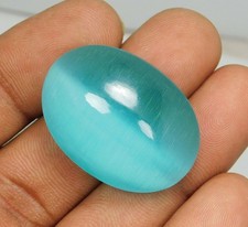 Cats eye chrysoberyl 81.00 Ct Cabochon Oval Blue Sri-Lanka Loose Gemstone -2260