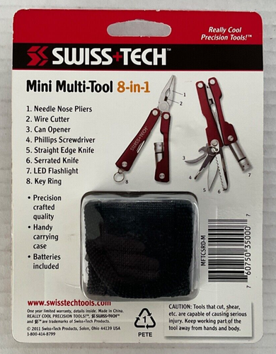 Swiss+Tech Metallic Needle Pliers 8-in-1 Mini Pocket Multitool Camping NIP - Picture 2 of 2