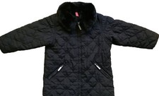 Hanna Andersson Jacket 110 US 5 Black Headed for Home Quilted Lined Faux Fur