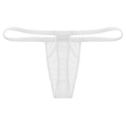 Men Sissy Sheer Mesh Micro Thongs T-back Panties Solid Color Low Rise Underpants - Picture 6 of 26