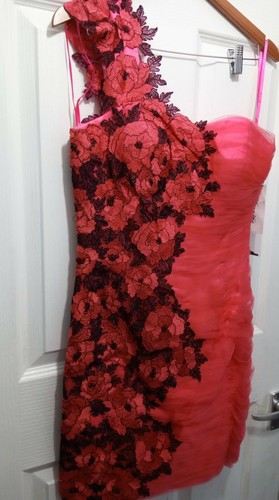 Marcia Ann Design Fuschia Short Prom Ballroom Party Dress size 10 One Shoulder - Picture 4 of 10
