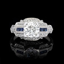Vintage Art Deco 1.4Ct White Round Cut CZ Wedding Engagement Ring In 925 Silver