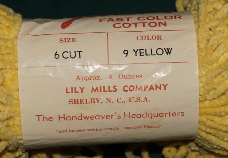1 Skein, Lily, "Chenille", Yellow, Fast Color, Cotton, Crochet/Weaving Yarn - Image 2 of 2