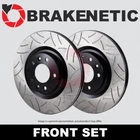 FRONT SET BRAKENETIC Premium GT Slotted Brake Rotors w/AKEBONO BNP42100.GT