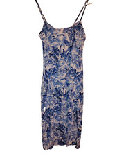Cider dress blue floral size M sleeveless one side slide open in the down part