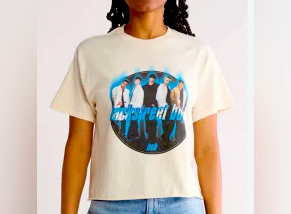 BACKSTREET BOYS CROP GRAPHIC T-SHIRT IN NATURAL size medium, Y2K, 90’s