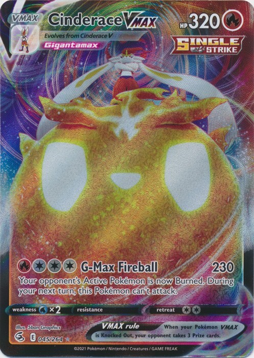 Cinderace VMAX 045/264 Ultra Rare Fusion Strike Pokemon TCG