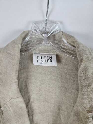 Vtg Eileen Fisher 100% Linen Tan Button Up Jacket. Womens Size Large - Picture 3 of 5