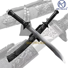 30'' Dragon Tiger Broadsword T10 Steel Black Chinese Sword Dao Kong Fu Machete