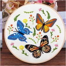 Dance Butterfly Delight Embroidery Starter Kit - Includes Plastic Hoops, Color T