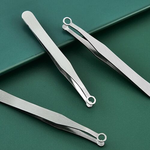Stainless Steel Nose Trimmer Tweezers Round Tip Hair Eyebrow Removal Free Cover - Picture 33 of 42