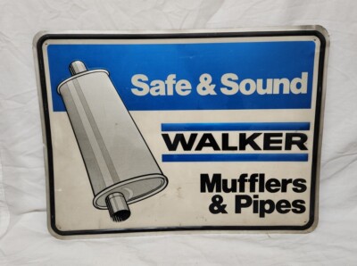 Vintage Walker Mufflers & Pipes Embossed Metal Stout Sign Co