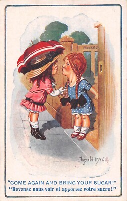 Old postcard illustrator sign donald Mc GILL COME BACK TO SEE US