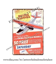 discount wall decals 1935 CHINA CLIPPER MODEL STORE DISPLAY metal tin sign